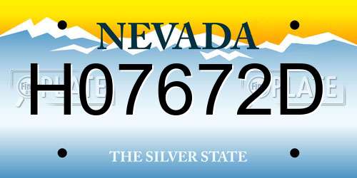 H07672D Nevada License Plate