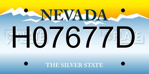 H07677D Nevada License Plate