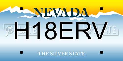 H18ERV Nevada License Plate