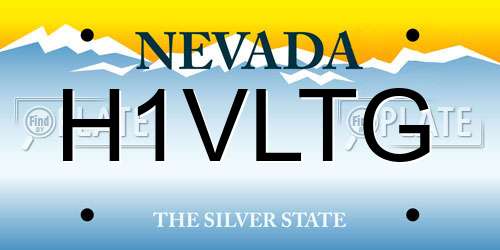 H1VLTG Nevada License Plate