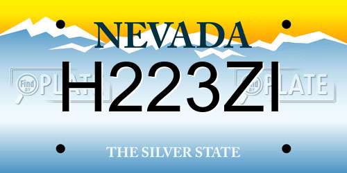 H223ZI Nevada License Plate