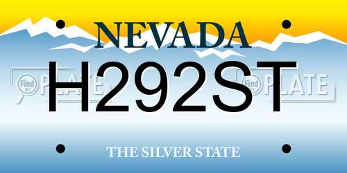 H292ST Nevada License Plate