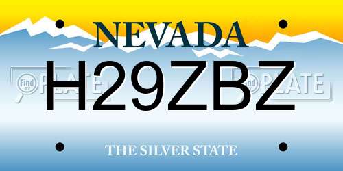 H29ZBZ Nevada License Plate