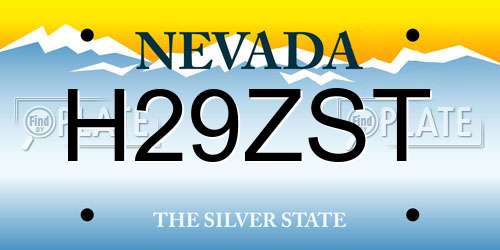 H29ZST Nevada License Plate