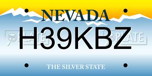 H39KBZ Nevada License Plate