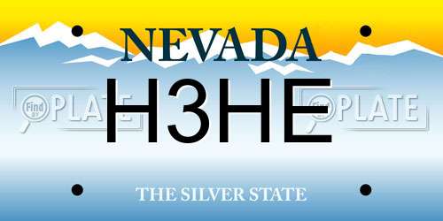 H3HE Nevada License Plate