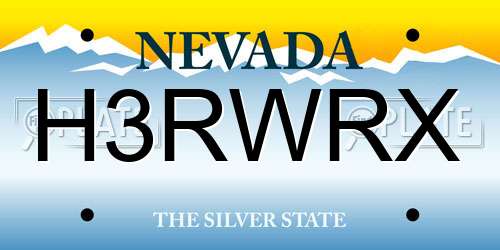 H3RWRX Nevada License Plate