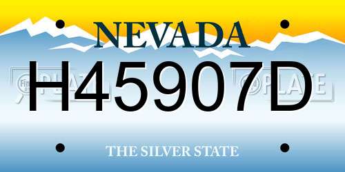 H45907D Nevada License Plate