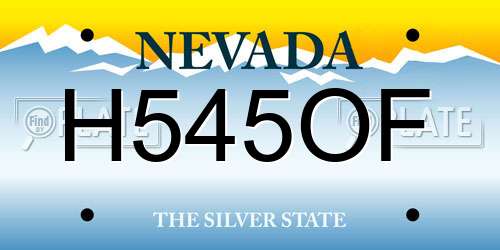 H545OF Nevada License Plate