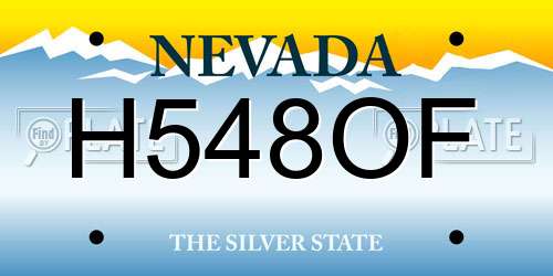 H548OF Nevada License Plate