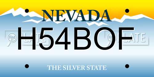 H54BOF Nevada License Plate