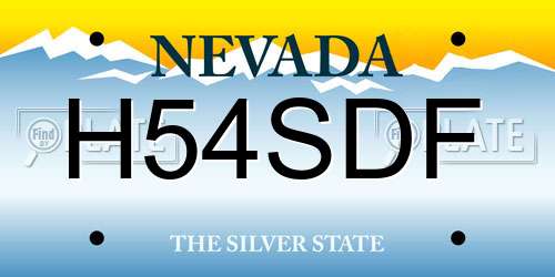 H54SDF Nevada License Plate