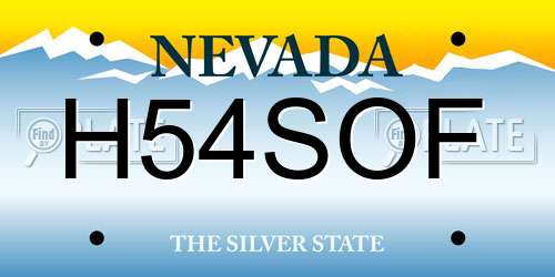 H54SOF Nevada License Plate