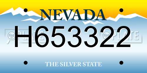 H653322 Nevada License Plate