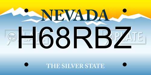 H68RBZ Nevada License Plate