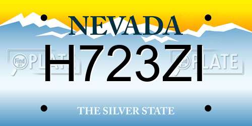 H723ZI Nevada License Plate