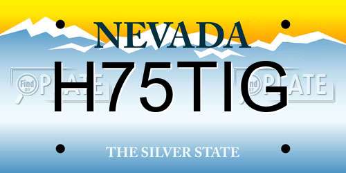 H75TIG Nevada License Plate