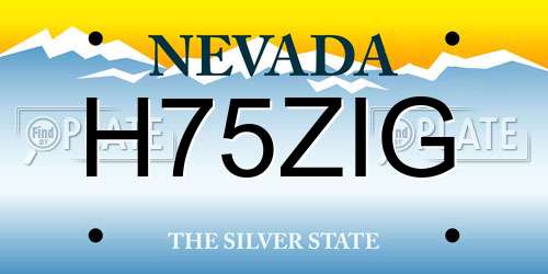 H75ZIG Nevada License Plate