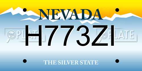 H773ZI Nevada License Plate