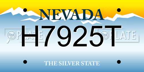 H7925T Nevada License Plate