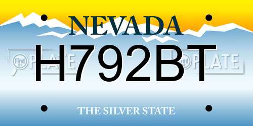 H792BT Nevada License Plate