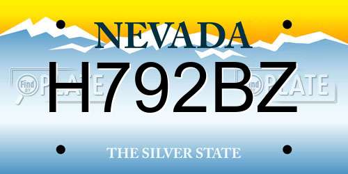 H792BZ Nevada License Plate
