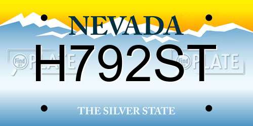 H792ST Nevada License Plate