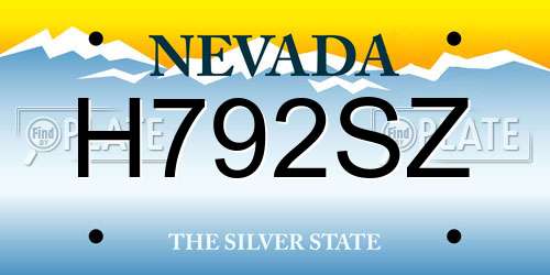 H792SZ Nevada License Plate