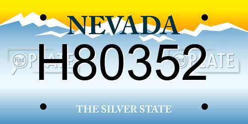 H80352 Nevada License Plate