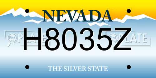 H8035Z Nevada License Plate