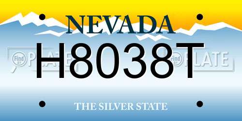 H8038T Nevada License Plate