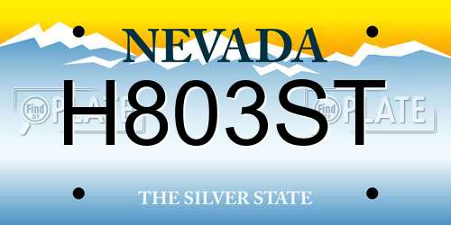 H803ST Nevada License Plate