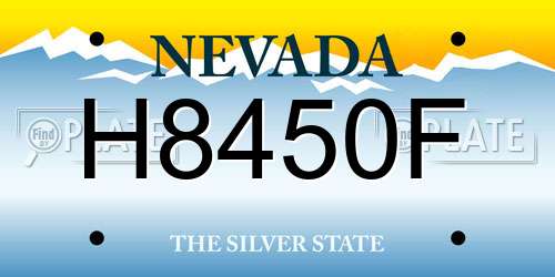 H8450F Nevada License Plate