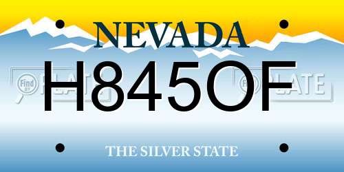 H845OF Nevada License Plate