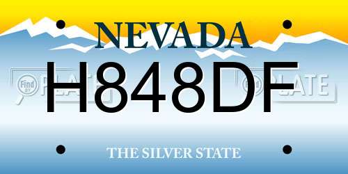 H848DF Nevada License Plate
