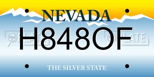 H848OF Nevada License Plate