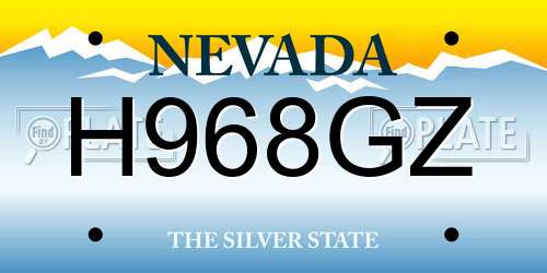 H968GZ Nevada License Plate