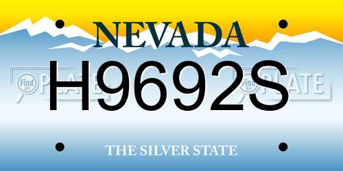 H9692S Nevada License Plate