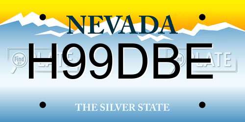 H99DBE Nevada License Plate