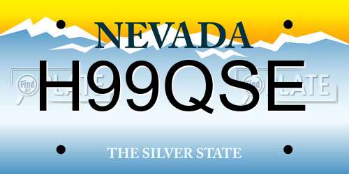 H99QSE Nevada License Plate