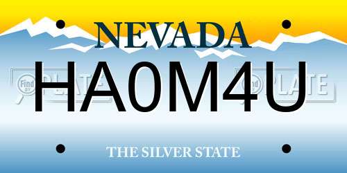 HA0M4U Nevada License Plate