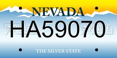 HA59070 Nevada License Plate