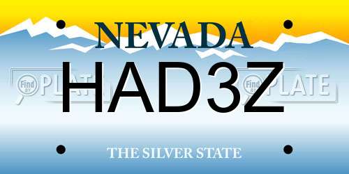 HAD3Z Nevada License Plate