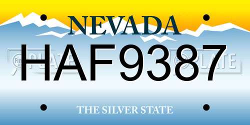 HAF9387 Nevada License Plate