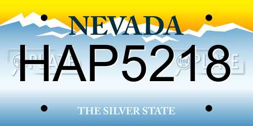 HAP5218 Nevada License Plate