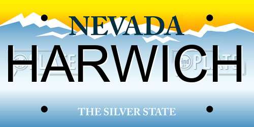 HARWICH Nevada License Plate