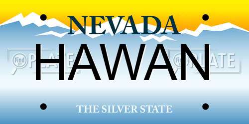 HAWAN Nevada License Plate