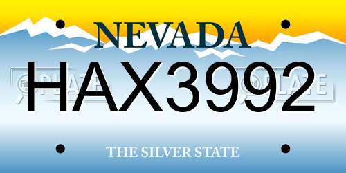 HAX3992 Nevada License Plate