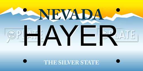 HAYER Nevada License Plate