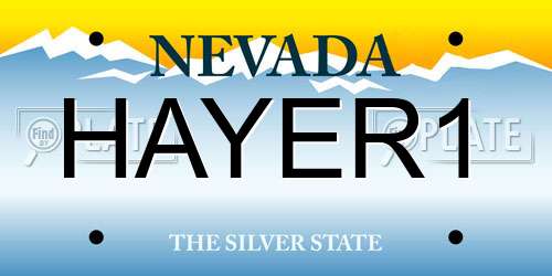 HAYER1 Nevada License Plate